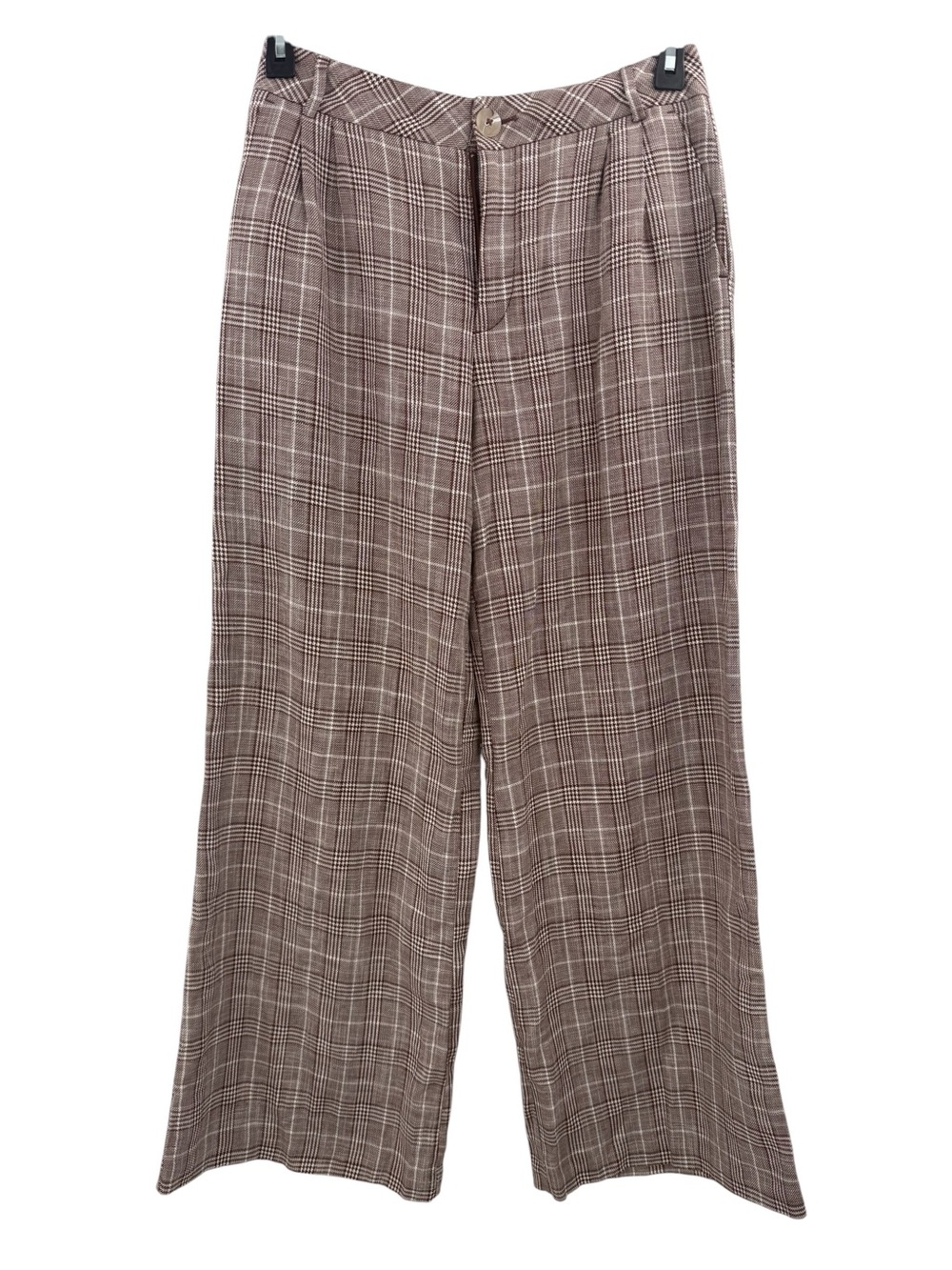 Maeve Anthropologie Plaid Wide Leg Pants Brown Trouser Size 8 - Picture 2 of 11